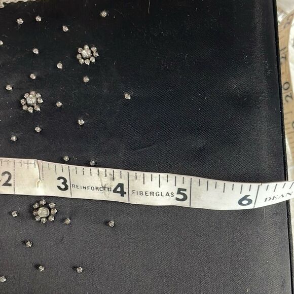 Black Satin Rhinstone Handbag Shoulder Bag Witchy Fairy Whimsical Evening Bag - Picture 10 of 11